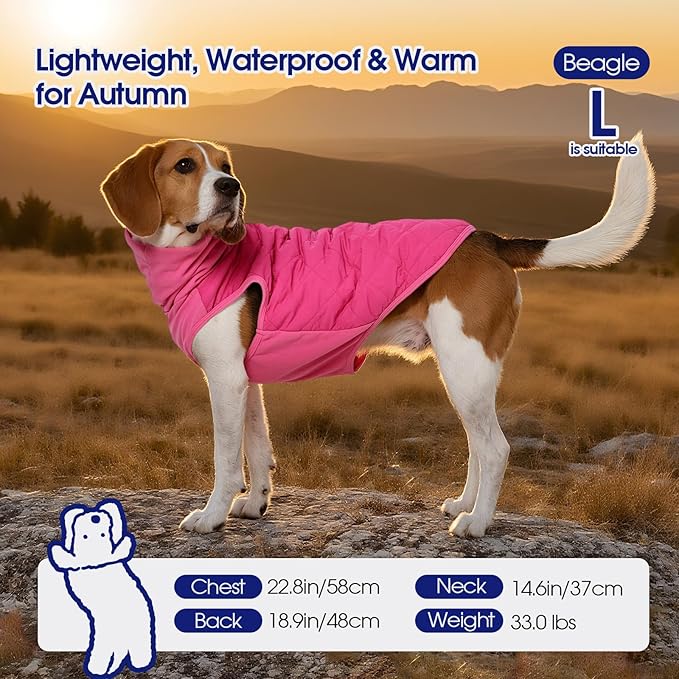 FUAMEY Dog Fleece Jacket for Large Dogs,Dog Winter Vest Lightweight Dogs Coat Pullover Breathable Pet Turtleneck Jackets Windproof Water Resistant Vests Warm Puppy Snowsuit Pink XXL