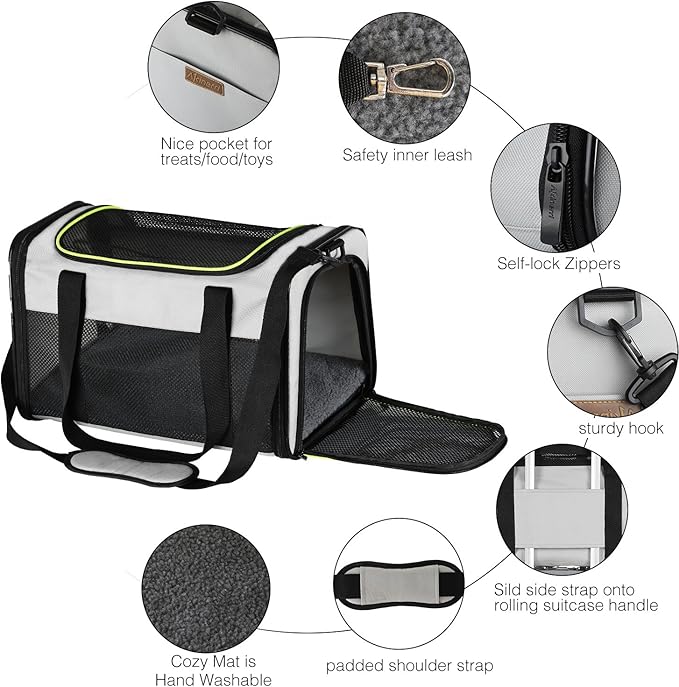 Cat Carrier - Portable Foldable Dog Pet Carrier, Soft-Sided Pet Bag up to 28 Lbs, Airline Approved Travel Puppy Carrier