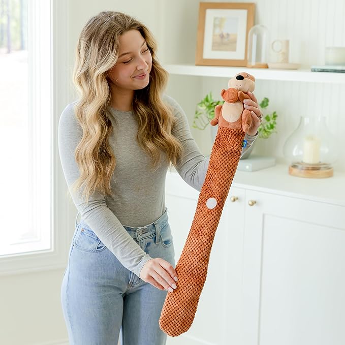 Crinkle Dog Toy Plush Toy - Long Tug-of-War Squeaky Dog Toy Boredom Buster Toys with Snack Pockets - Durable Enrichment Mentally Stimulating Toys for Dogs Small, Medium, Large - Squirrel