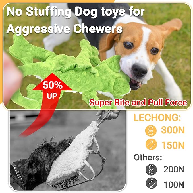 No Stuffing Dog Toys for Aggressive Chewers, Squeaky Dog Toys for Large Medium and Small Dogs, Puppy Dog Chew Toys Pack of 5