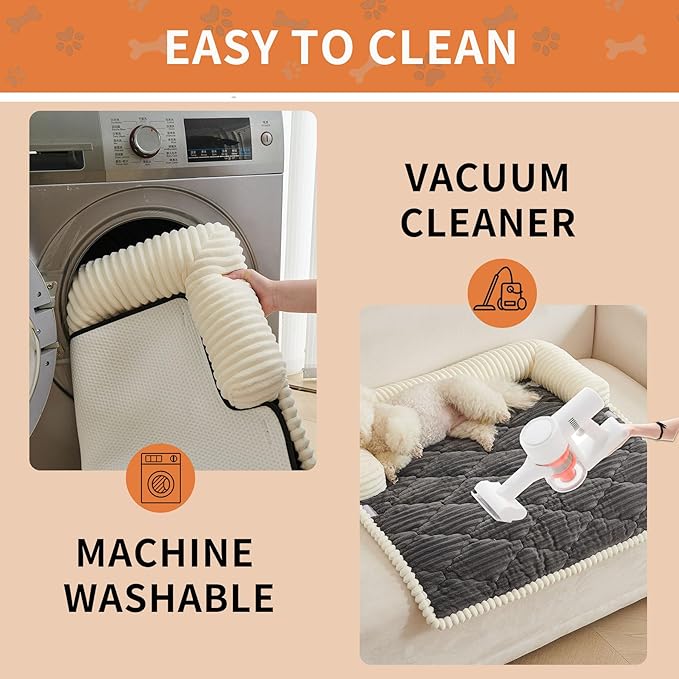 HAOMAIJIA Dog Couch Bed for Large Dogs, Non Slip Pet Couch Covers for Sofa Thick Soft Washable Dog Couch Cover Protector All Seasons Universal Dogs and Cats Bed Mat (Grey, Large)