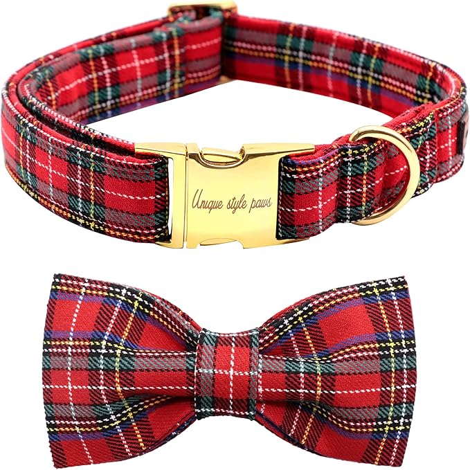 Unique style paws Christmas Dog Collar Bow tie Collar Adjustable Collars for Dogs and Cats Small Medium Large