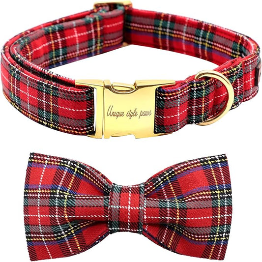 Unique style paws Christmas Dog Collar Bow tie Collar Adjustable Collars for Dogs and Cats Small Medium Large
