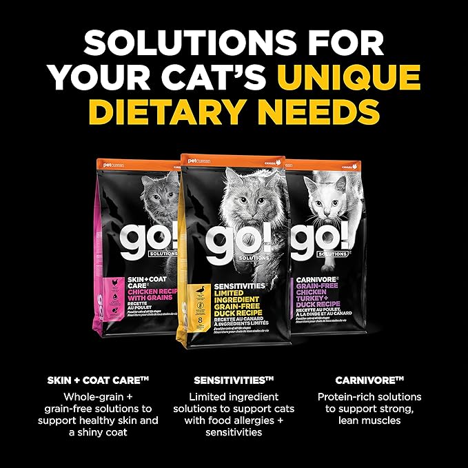 Go! Solutions Sensitivities Limited Ingredient, Grain-Free Dry Cat Food, Duck Recipe for Sensitive Stomach, 16 lb Bag