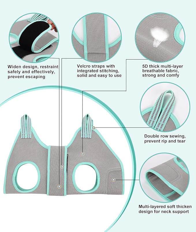 Dog Grooming Hammock Harness, XS Dog Hanger for Nail Trimming, Grey Dog Sling Nail Trimming,Dog Holder Grooming Restraint Thick Neck Support