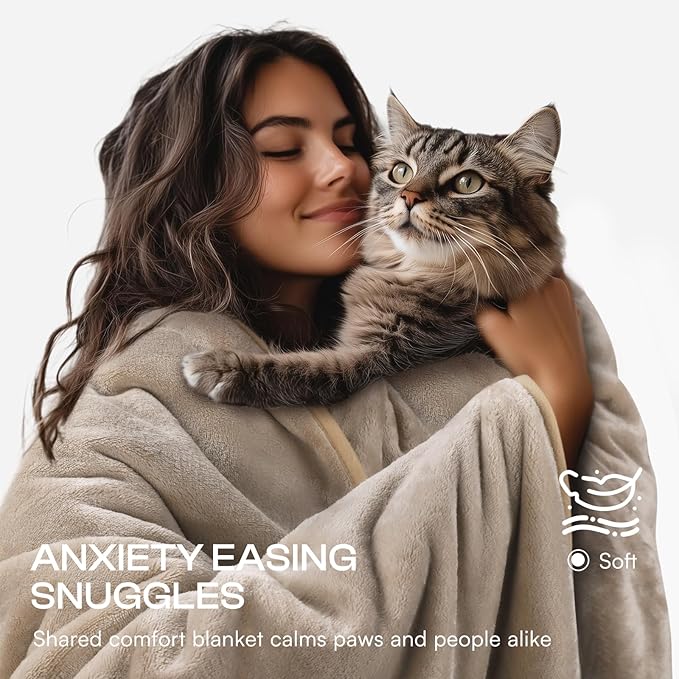 Luciphia Waterproof Pet Blanket, Liquid Pee Proof Dog Blanket for Sofa Bed Couch, Reversible Sherpa Fleece Furniture Protector Cover for Small Medium Large Dogs Cats, Khaki+Beige X-Large（85" x 57"）