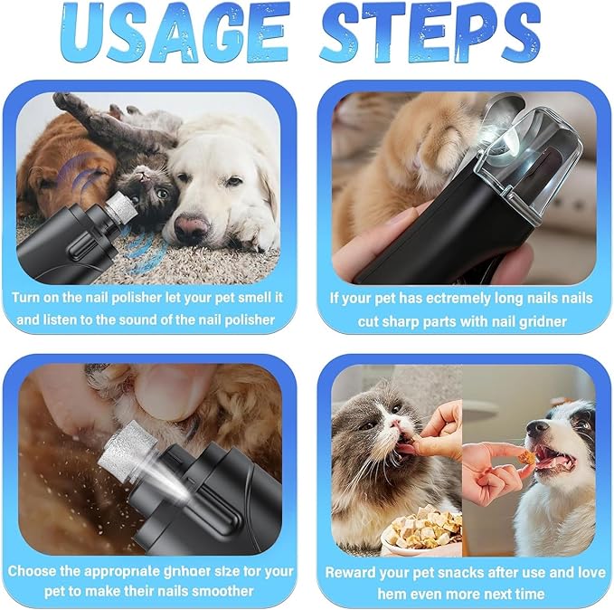2 in 1 Dog Nail Clippers and Grinder with Lights & Cat Nail Clipper for Large Medium Small Dogs Cats Nail Trimmers USB Rechargeable with 2 LED Lights Dog Claw Care for Non-Black Nails