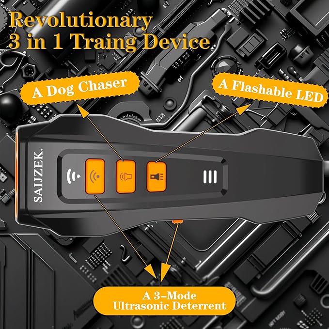 Ultrasonic Dog Barking Deterrence Device, Dog Training Tool, Animal Trainer, Rechargeable Anti-Barking Device, Suitable for Both Indoor and Outdoor Use, Black