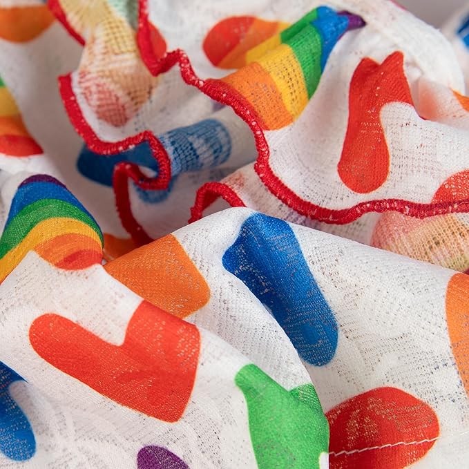 Fitwarm Colorful Heart Dog Dress, Summer Clothes for Small Dogs Girl, Cute Pet Rainbow Outfit, Red, Yellow, Blue, Green, White, Large