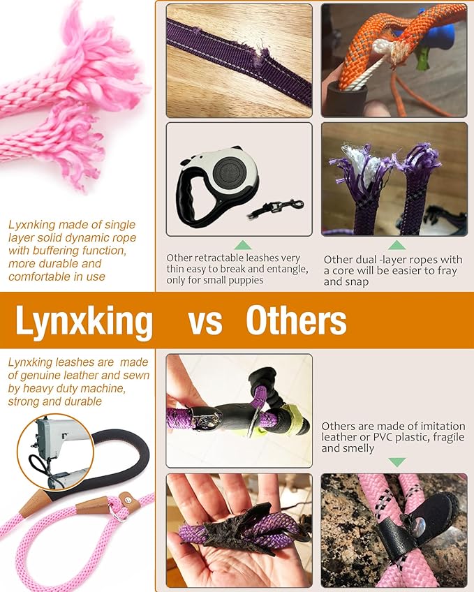 lynxking 6 FT Dog Leash Slip Lead 2 Pack Strong Heavy Duty Braided Dog Training Leash No Pull Training Lead Leashes for Medium Large and Small Dogs