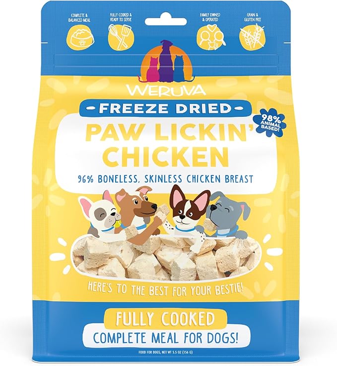 Weruva Dog Freeze Dried, Paw Lickin' Chicken with Chicken Breast, 5.5oz Bag