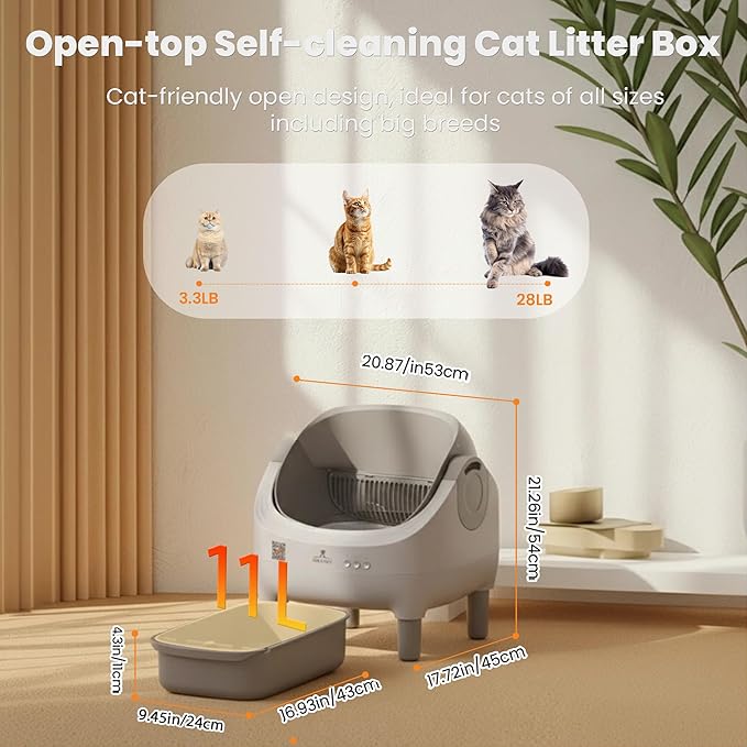 Automatic Litter Box, Upgraded Self Cleaning Litter Box for Multiple Cats with Step, Smart App Control, Long-Lasting Durability, Odor Control & Health Monitoring & Safety Protection & Quiet Operation