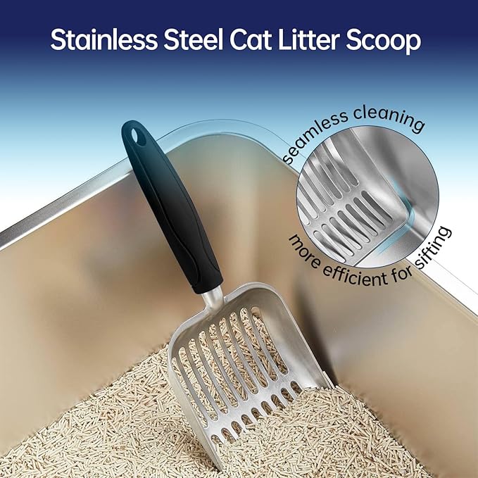 Stainless Steel Litter Box, Enclosed Cat Litter Box Metal Pan Tray with High Wall Sides Non-Stick No Smell Easy to Clean Pet Toilet Supplies for Indoor Cats,Kitten, Kitty, Rabbit (Front Pedal)