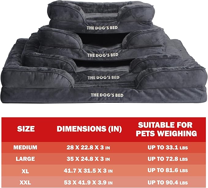 The Dog’s Bed, Orthopedic Standard Foam Waterproof Dog Bed with Standard Support, XXL Grey Plush, Waterproof, Supportive Dog Bed with Replaceable Covers