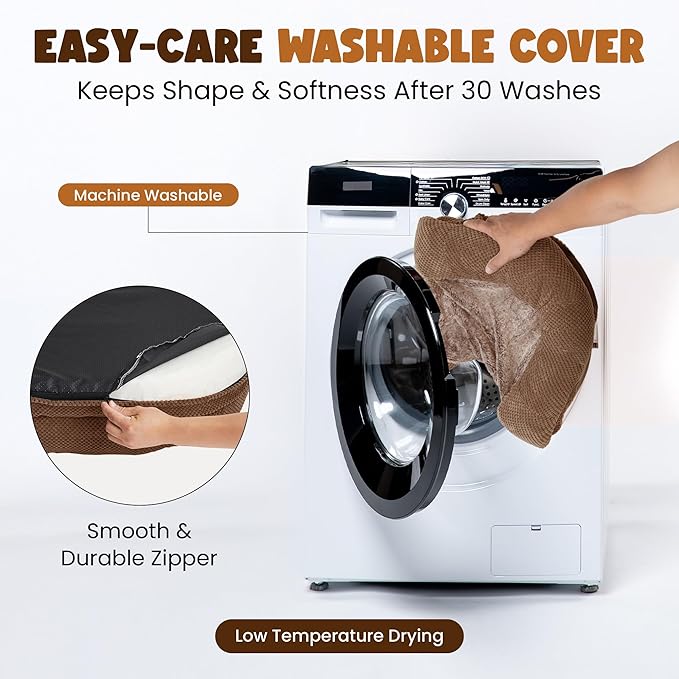 Plush Orthopedic Pet Bed for Small Dogs & Cats, 28" Oval Dog Sofa with Supportive Egg Crate Foam, Washable Removable Cover & Non-Slip Bottom, Bolstered Sides for Comfort, Camel (28")