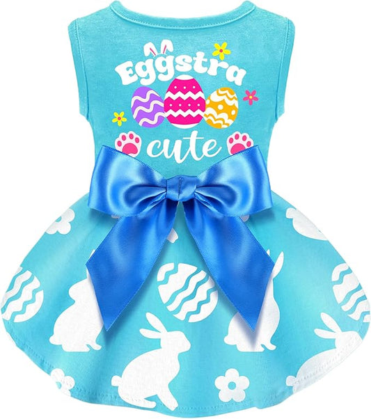 Dog Easter Outfit Cute Happy Easter Day Dog Dress Bunny Eggs Easter Dog Cat Clothes Pink Tulle Pet Doggie Apparel Outfit with Bowknot for Small Dogs Puppy Cat Girl Costume