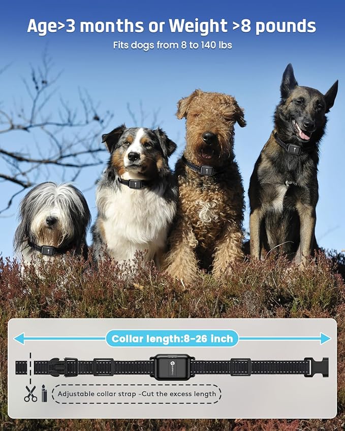Dog Training Collar with Remote, 4200Ft Remote Electronic Dog Shock Collar with Beep, Vibration, Shock, Light and No Shock Mode, Electric Shock Collar for Small Medium Large Dogs(Black)