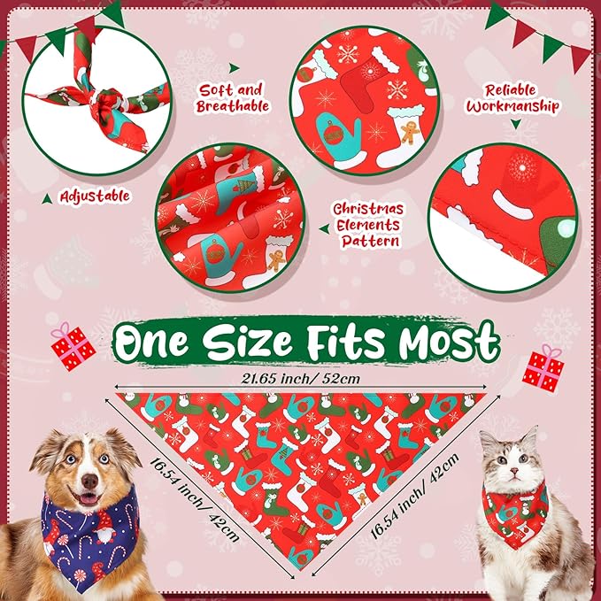 Amylove 120 Pcs Halloween Dog Bandanas Bulk Holiday Triangle Dog Pack Puppy Kerchief Bandana Adjustable Pet Scarf for Pet Cat Costume Accessories Decor(Snowman)