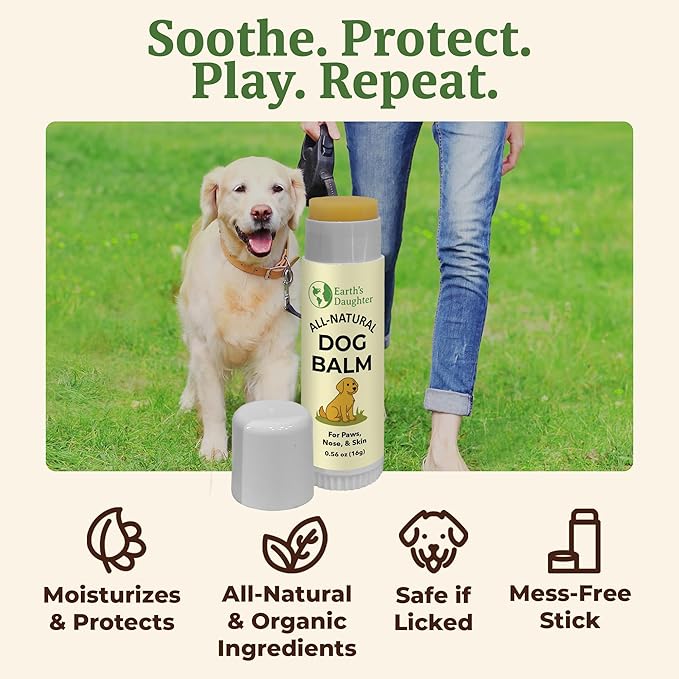 Earth’s Daughter Dog Paw Balm – Organic Paw & Nose Protector with Beeswax, Coconut & Calendula – Itch Relief & Natural Skin Care for Dogs & Puppies – Travel Essential – 0.56oz
