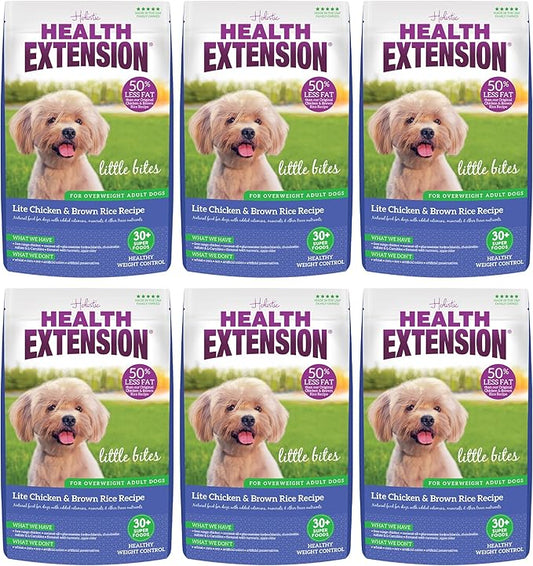 Health Extension Little Bites LITE Dry Dog Food, Chicken & Brown Rice for Small Breeds, Supports Healthy Weight, Digestion, Coat & Joint Health with Probiotics & Superfoods, 4 lb Bag (Pack of 6)