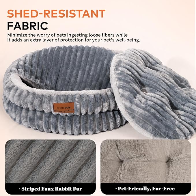 CHEERPALS Cat Bed Cave for Indoor Cats, Washable Round Cat Bed Soft Fluffy Pet Bed for Kitty, Puppy and Small Dog(Dark Blue)