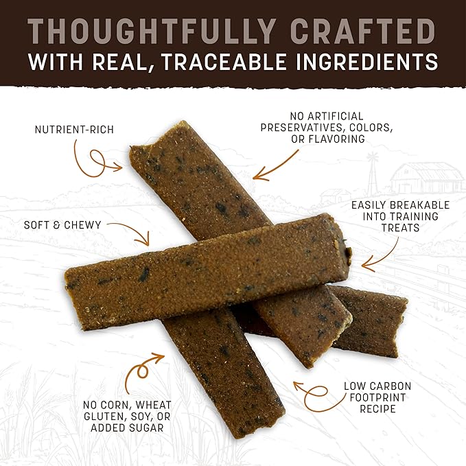 Earth Animal Wisdom Air-Dried from The Soil Recipe Premium Natural Insect-Based Jerky Strips Dog Treats, 4 oz. Bag