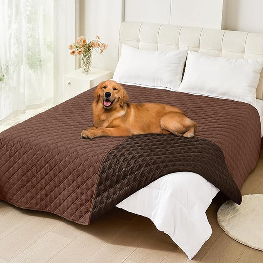 Smiry Waterproof Dog Blanket, Reversible Dog Bed Cover Pet Blanket, Soft Pet Couch Covers for Sofa Washable, Bed Couch Sofa Furniture Protector for Puppy Cat Kids (82"x82", Brown/Chocolate)