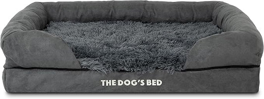 Replacement Outer Cover ONLY (Outer Cover ONLY - NO Bed, NO Waterproof Inner) for The Dog's Bed, Washable Plush Fabric, Medium (Grey Faux Fur)