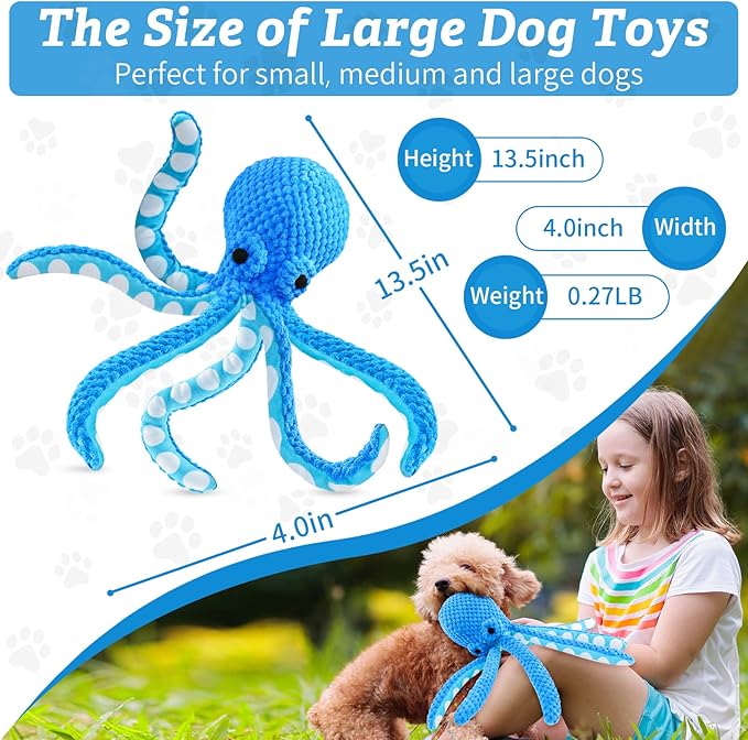 Dog Toys for Large Dogs：Squeaky Interactive Dog Toys with Soft Fabric for All Breed Sizes- Puppy Toys to Keep Them Busy