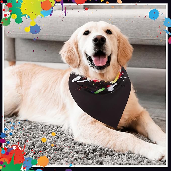 Reginary 72 Packs 4th of July Dog Bandanas Bulk America Flag Patriotic Pet Bandanas Triangle Scarf Bibs Adjustable Dogs Bandana for Pet Independence Day(Ink Splash Pattern)