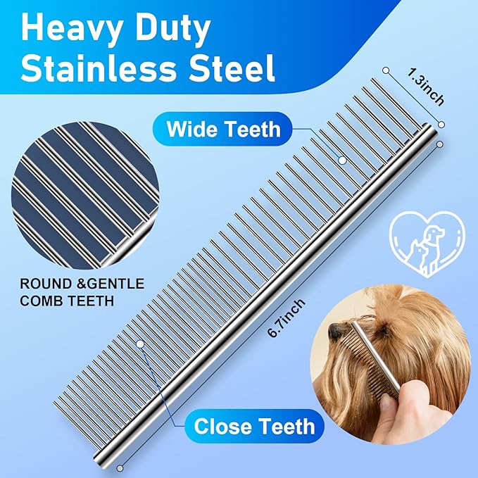 Professional 4 in 1 Dog Grooming Scissors Kit with Safety Round Tips, Sharp and Durable Pet Grooming Shears for Dogs and Cats.