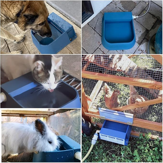 Enjoying Dog Water Bowl Dispenser Outdoor, 2L Auto Water Bowl for Dogs Cats Chicken Farm Animals, Large Size Waterer Feeder, Self Filling Livestock Water Trough, Self-Assembly