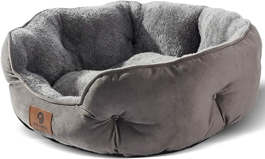 Asvin Medium Dog Bed for Medium Dogs, Cat Beds for Indoor Cats, Pet Bed for Puppy and Kitty, Extra Soft & Machine Washable with Anti-Slip & Water-Resistant Oxford Bottom, Grey, 25 inches