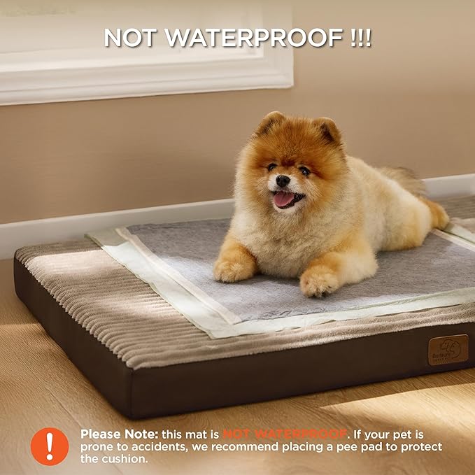 Bedsure Dog Bed Medium Size Dog - Orthopedic Pet Beds with Removable Machine Washable Cover, NOT Waterproof Egg Crate Foam Puppy Pad, Suitable for Pet Up to 35 lbs, 29"x18"