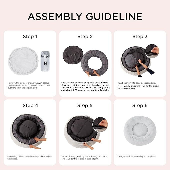 Bedsure Calming Dog Beds Large Sized Dog - Donut Washable Large Pet Bed, 36 inches Anti-Slip Round Fluffy Plush Faux Fur Dogs Bed, Fits up to 80 lbs Pets, Camel