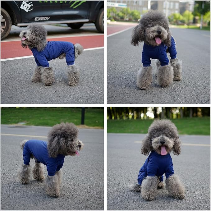 LoveLongLong Dog Jumpsuit with UV Protection and Quick-Dry Fabric for Spring Summer Pet Pajamas Navy Blue XS