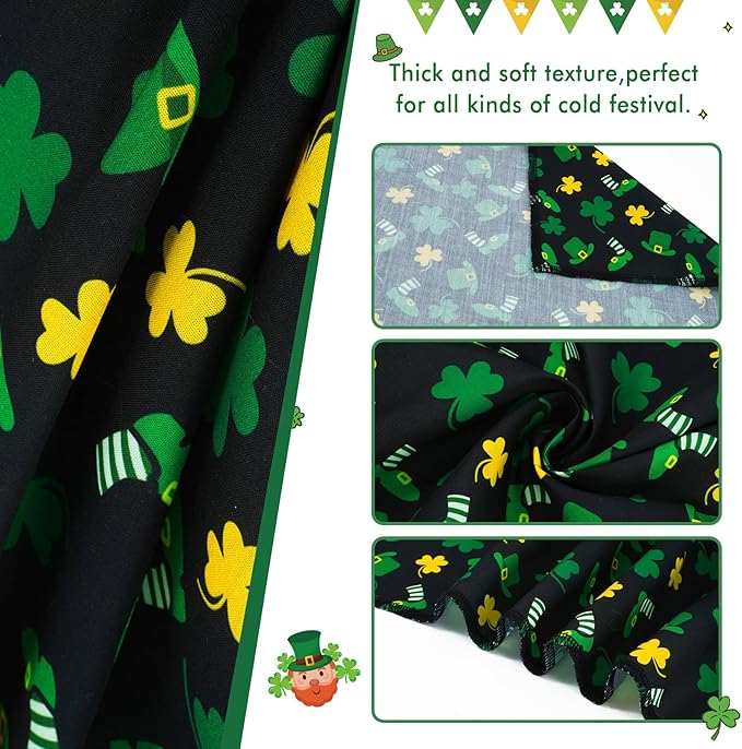 E-Clover Dog Bandana Boy & Matching Scrunchie-Shamrock Dog Bandanas Irish Pet Scarf Bib for Samll Dogs Puppy Girl Owner Gift Dark Green