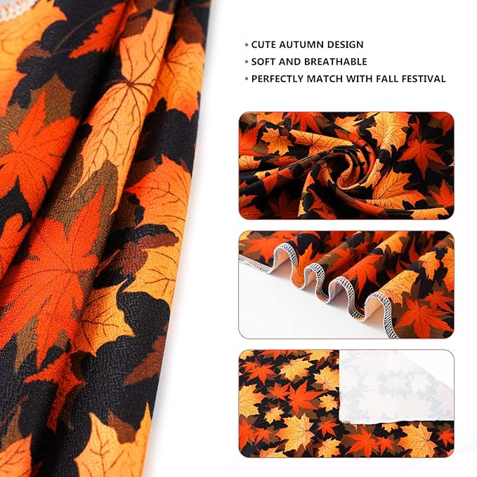 E-Clover Fall Dog Bandana & Scrunchie Set - Thanksgiving Pet Scarf Kerchief Bibs for Medium Large Dogs - Maple Leaves