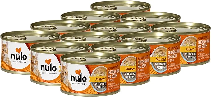 Nulo Grain-Free Minced with Whole Proteins Wet Canned Cat and Kitten Food, Chicken & Quail Egg in Broth, 2.8 Ounce, 12 Cans