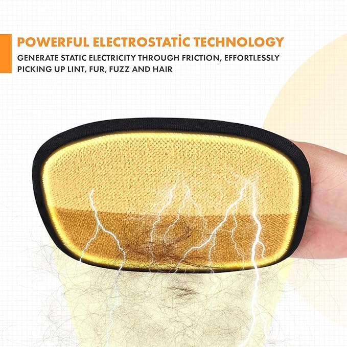 Pet Hair Removal Glove, 2 PCS Reusable Electrostatic Pet Hair Remover Glove for Dogs & Cats, Pet Hair Removal Tool for Furniture, Washable Electrostatic Gloves Pet Hair, Cat Hair Remover Glove