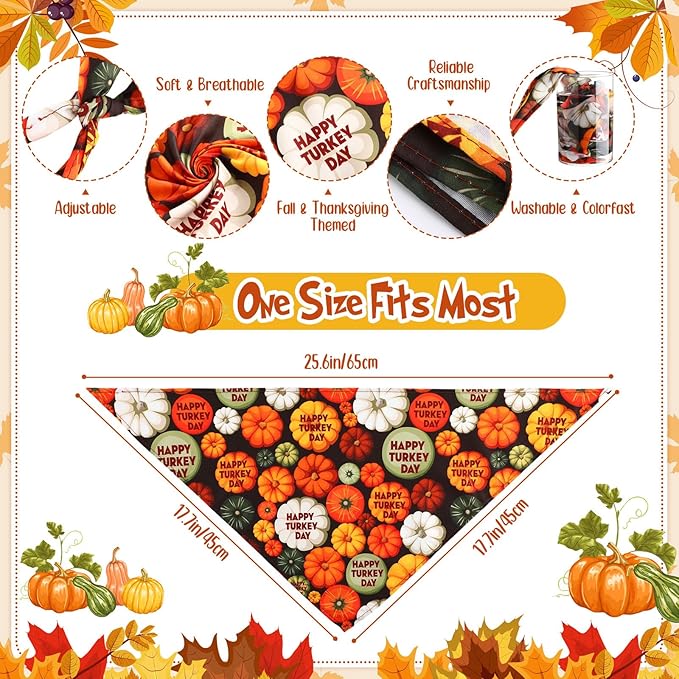 Lasnten 120 Pcs Fall Dog Bandanas Bulk Thanksgiving Dog Bandanas Pumpkin Pet Bibs Scarf for Dogs Triangle Scarf Holiday Costume for Small Medium Large Pet Accessories Grooming Supplies (Pumpkin)