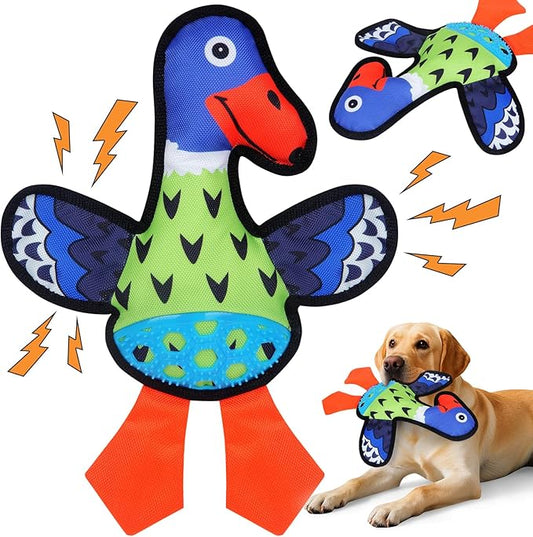 Squeaky Dog Toys,Crinkle Dog Toy,Colorful Absurd Duck Dog Toys,Interactive Dog Toy,Fun for Indoor Puppies,Chewing and Play(Green)