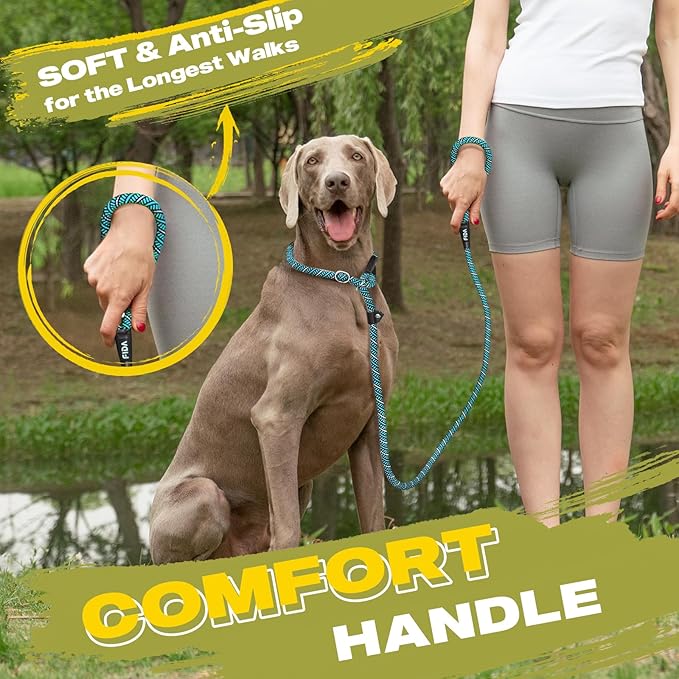 Fida Slip Leads for Dogs, 4 FT x 1/2" Heavy Duty Comfortable Strong Rope Leash for Large, Medium Dogs, No Pull Pet Training Leash with Highly Reflective, Blue