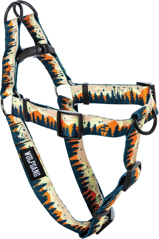 Wolfgang Heavy Duty Adjustable Dog Harness, Pull-Tested to Over 800 lbs for Walking & Training, Overland Print, Medium