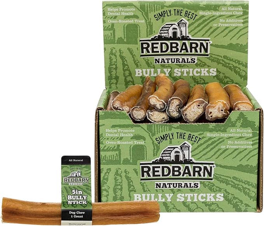 Redbarn Pet Products Straight 5" Bully Sticks - Long Lasting Dog Chew, All Natural Bully Bones (50-Count)