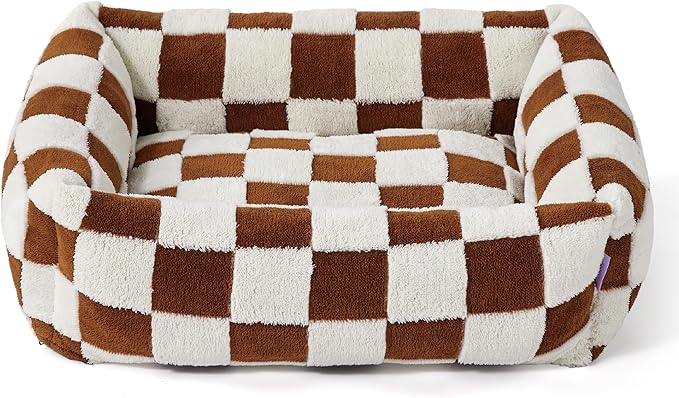 Lesure Cute Dog Bed for Medium Dogs - Washable Pet Beds,Cozy Rectangle Orthopedic Sofa with Jacquard Shaggy Plush & Anti Slip Bottom,30x24x8inches