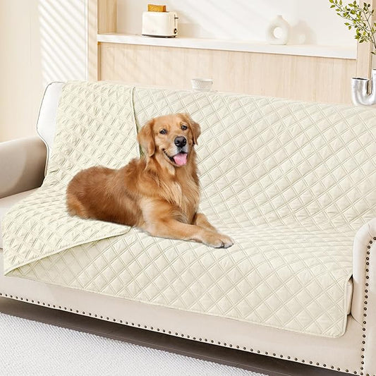 Smiry Waterproof Dog Blanket, Reversible Dog Bed Cover Pet Blanket, Soft Pet Couch Covers for Sofa Washable, Bed Couch Sofa Furniture Protector for Puppy Cat Kids (52"x82", Beige/Beige)