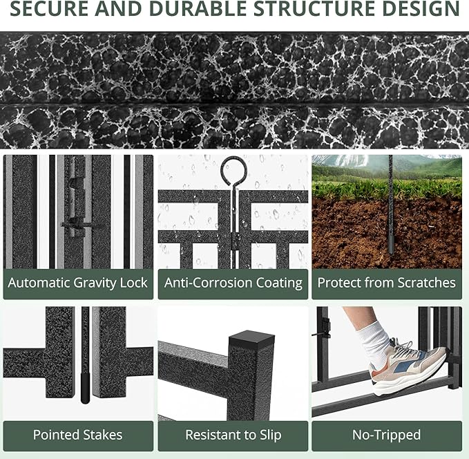 Dog Fence Outdoor for Yard, 40" Inch Height 8 Panels Dog Playpen Indoor for Large/Medium/Small Dogs Metal Dog Pen for Yard Camping and RV | Black-Silver