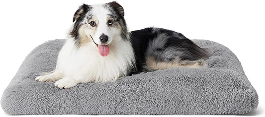 Bedsure Washable Extra Large Dog Bed for Crate, Faux Fur Dog Crate Pad for Large Breed, Plush Soft Comfort Dogs Sleeping Mat, Anti-Slip Pet Kennel Pad, 41" x 29", Grey