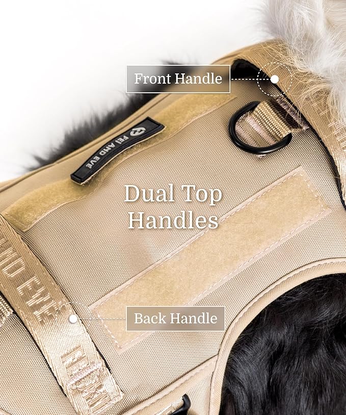 2025 New Edition, Fei & Eve MagEase Dog Harness - 3-Second Magnetic Buckles | 3-Point No-Pull Control | Heavy-Duty 900D Nylon | Dual Safety Handles | Breathable Mesh | Adjustable Fit, Medium,Champagne